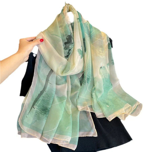 Light Luxury Artificial Silk Talma Yousoft Scarf Women's Large Size Pattern Commuter