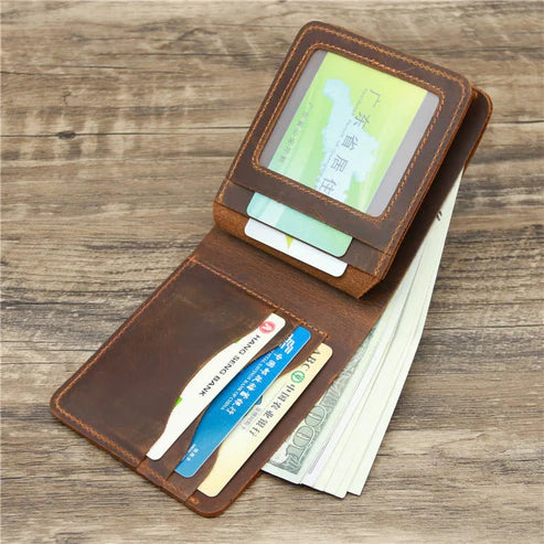 Men Horse Leather Money Card Bag Leather Wallet